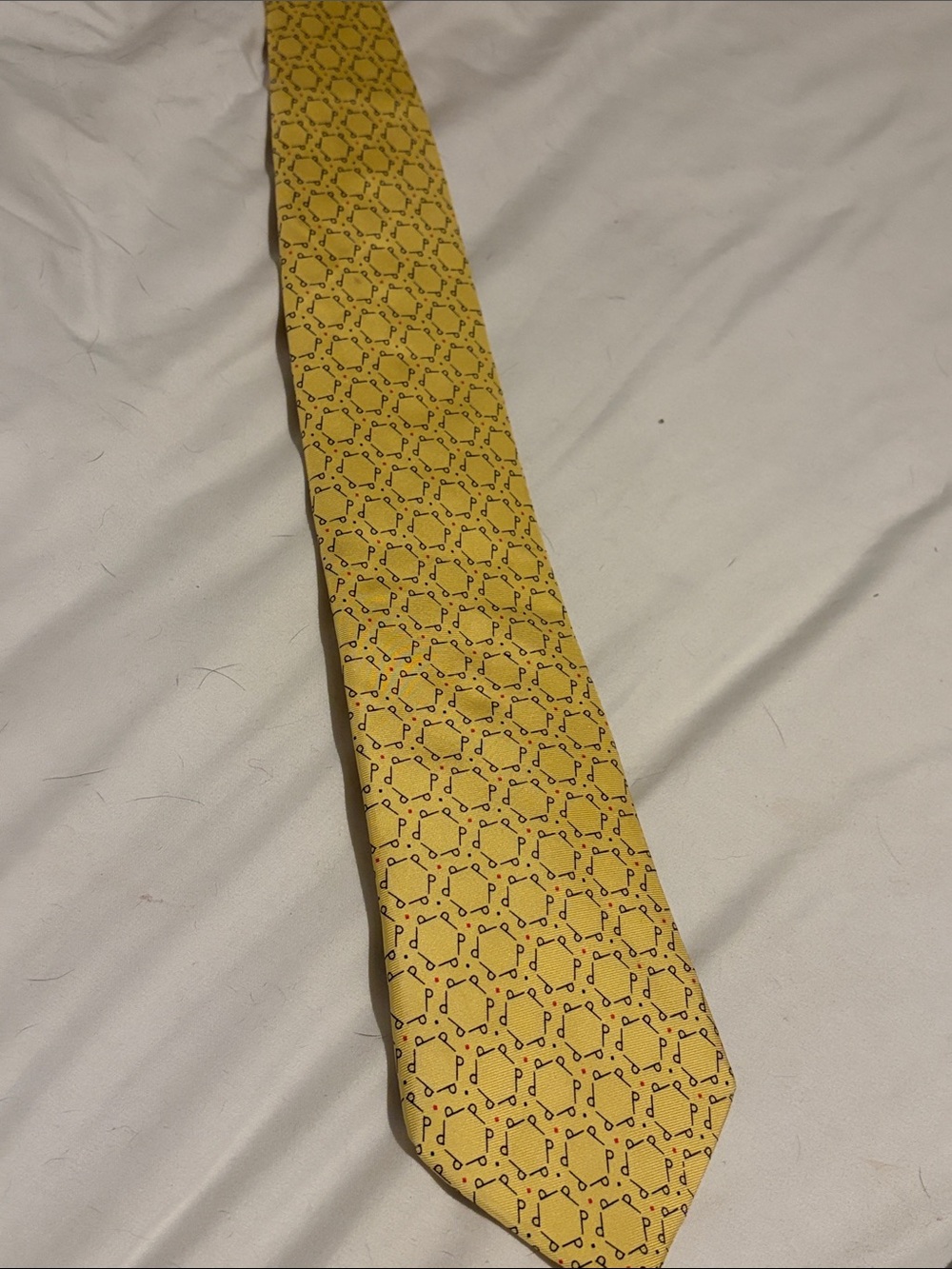 Dunhill London Rare Vintage Silk Tie Yellow Geometric Links Mint Condition Italy